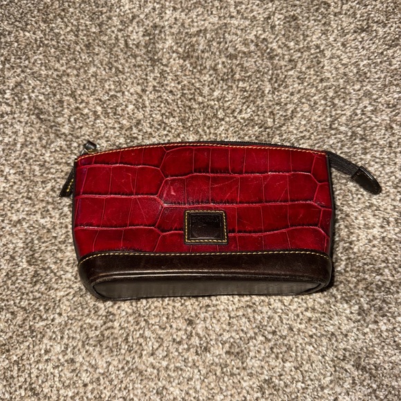 Dooney & Bourke Small Red Leather Crocodile Cosmetic Bag - Picture 1 of 4